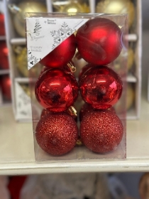 Red Snow White Christmas Baubles